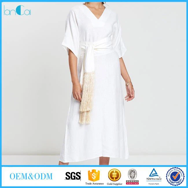 Linen Maxi Dress With Sleeves